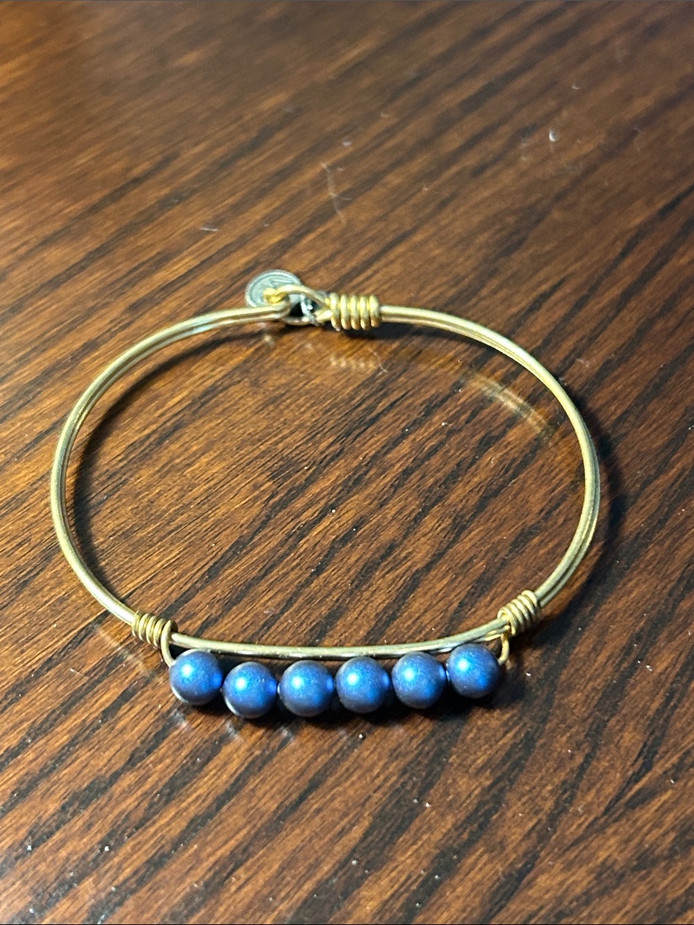 Luca and Danni Gold-Tone Bracelet with Blue Bead Accents